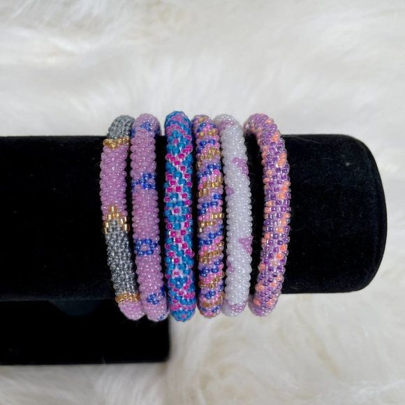 HAND CRAFTED in Nepal Beaded Bracelets (set of 6) #116 - Picture 4 of 4